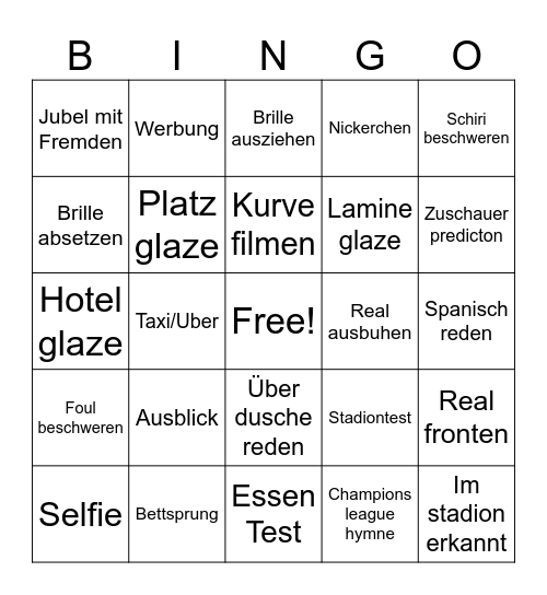 Visca Bingo Card