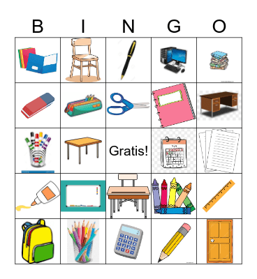 Materiales Escolares Bingo Card