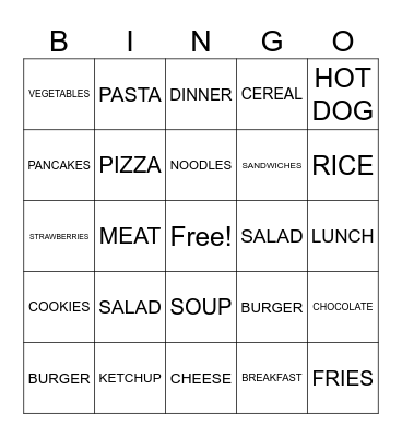 FOOD Bingo Card