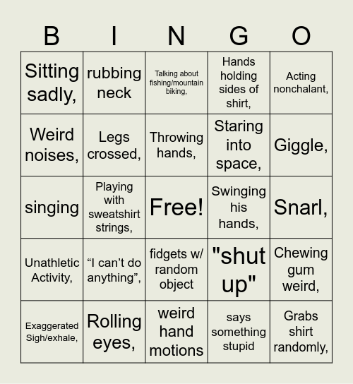 Conley Bingo Card