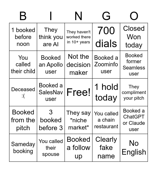 TRAINING!!!!!!!!! Bingo Card