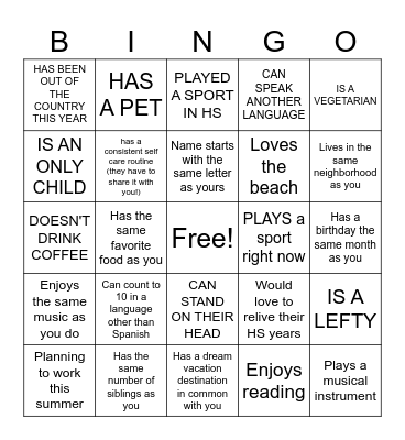 HUMAN SCAVENGER HUNT Bingo Card