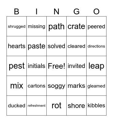 NATE THE GREAT - VOCABULARY REVIEW Bingo Card