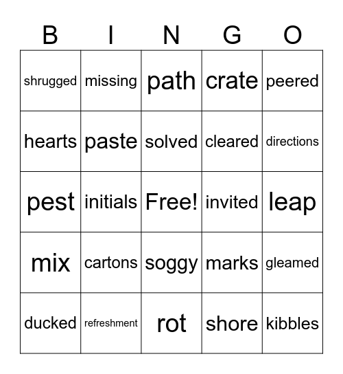 NATE THE GREAT - VOCABULARY REVIEW Bingo Card