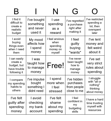 Life Skills Bingo: Budgeting Bingo Card