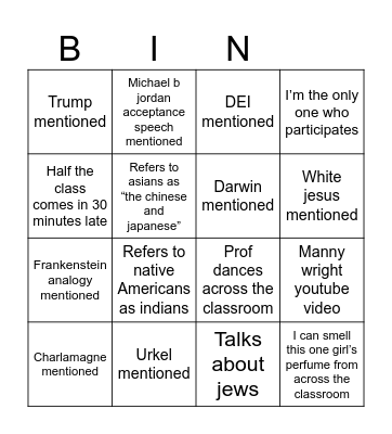 Poetry class bingo Card