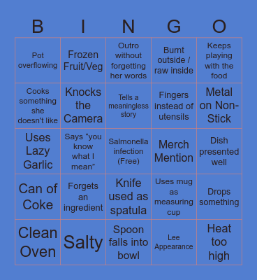 Kays Cooking Bingo Card