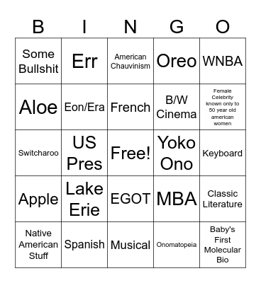 Crossword Bingo Card