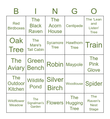 Buckthorne Cutting Nature Reserve Bingo Card