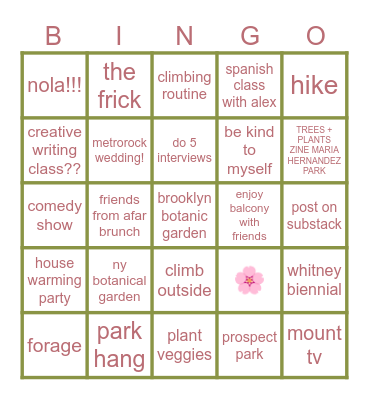 springo 2026 Bingo Card