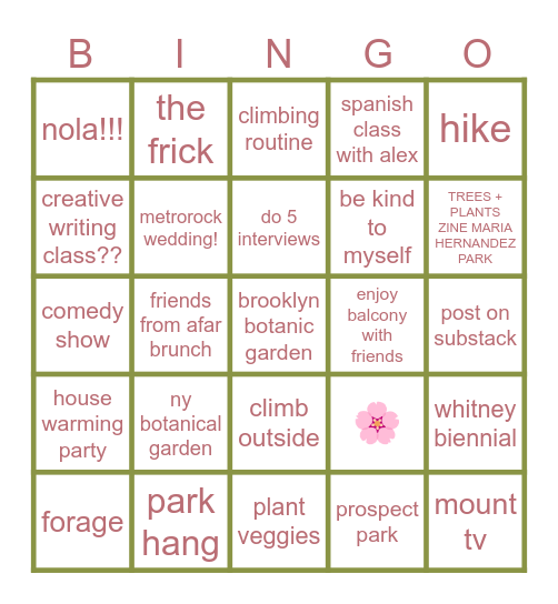 springo 2026 Bingo Card