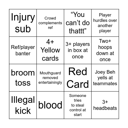 D1 finals Bingo Card