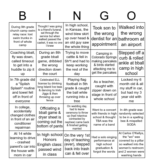 2017 Great Kindness Challenge Game: Funny Story Bingo Card