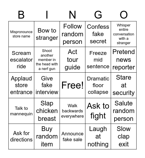 Fella's Bingo Card