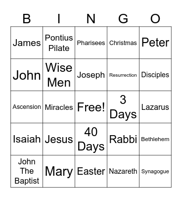 Gospels Bingo Card