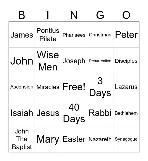 Gospels Bingo Card