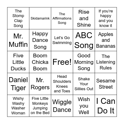 Preschool Singo Bingo Card