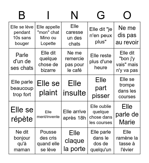 Patricia Bingo Card
