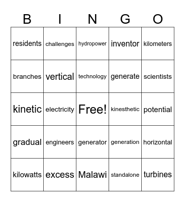 Wind Power! Bingo Card