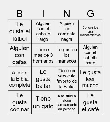 Bingo Humano Bingo Card