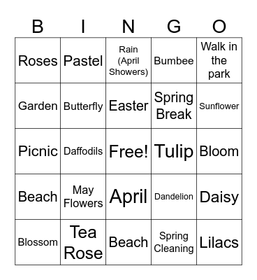 Spring Bingo Card