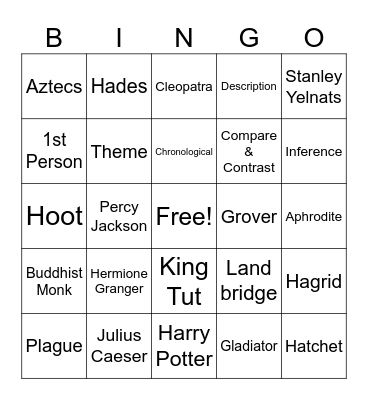 Friday Bingo Card
