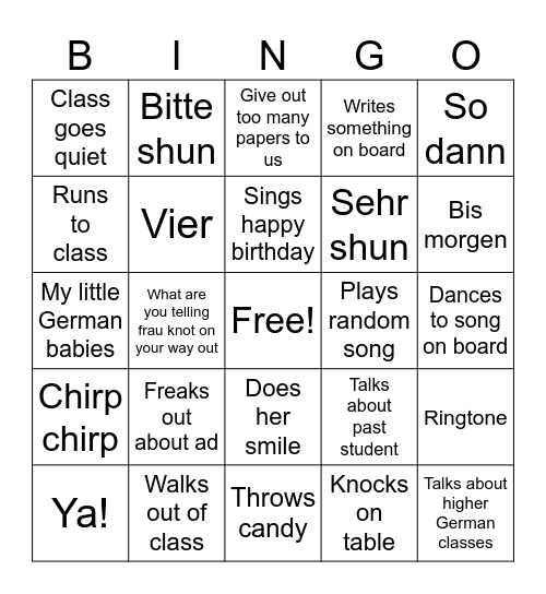 5x5 German bingo Card