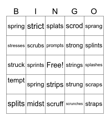 Wilson Words 2.5 Bingo Card