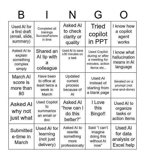 AI Bingo Card