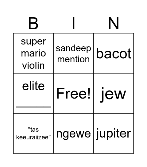 danzell Bingo Card