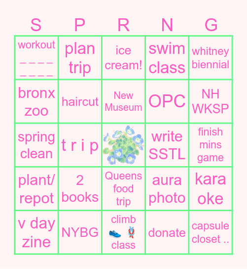 🌸 SPRINGO ☘️  °˖✧◝(⁰▿⁰)◜✧˖°🌸 26 Bingo Card