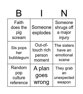 Ready Or Not 2 Drinking Game Bingo Card