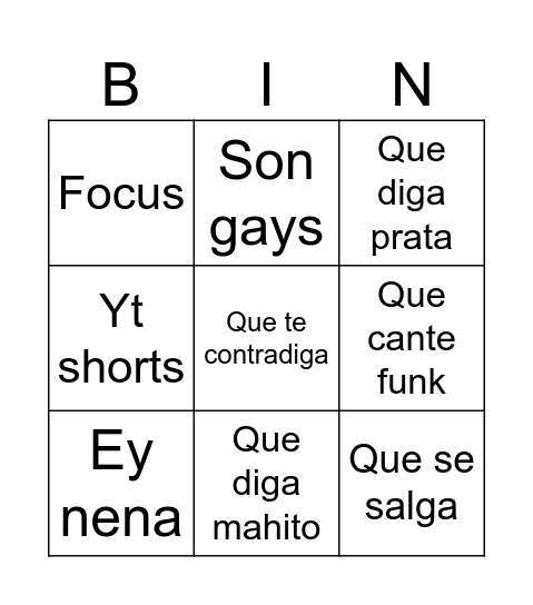 Rubén Bingo Card