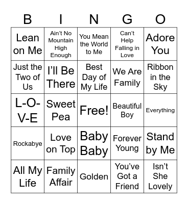 Baby Shower Bingo Card