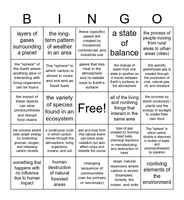 Climate Change Bingo Card