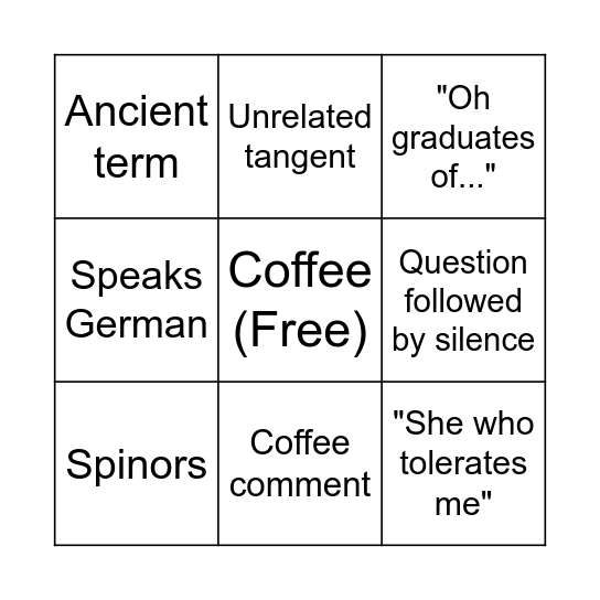 Gore Bingo Card