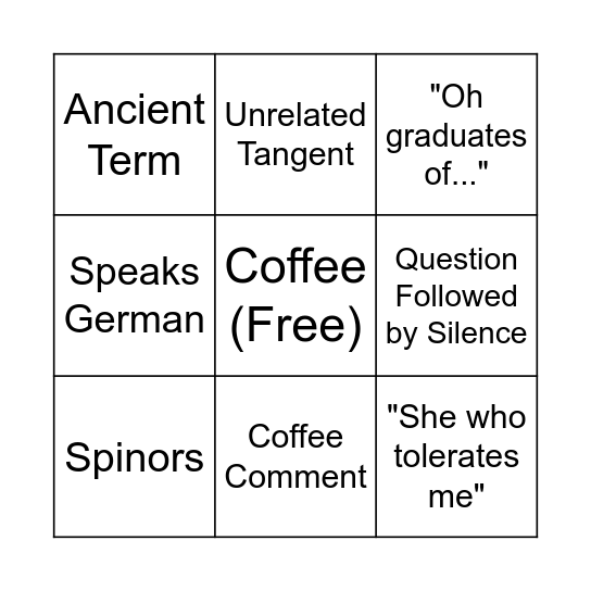 Gore Bingo Card