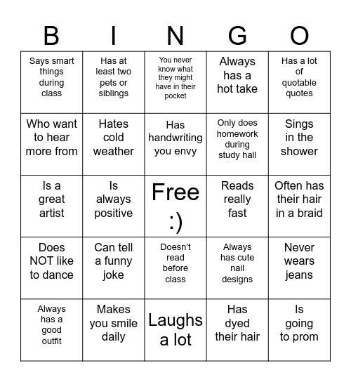 Find Someone Who BINGO Card