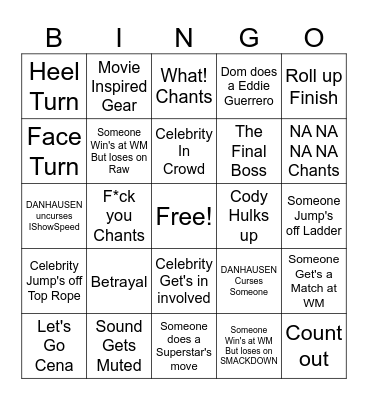 Aaron's WrestleMania 42 2026 Bingo Card 2 Bingo Card