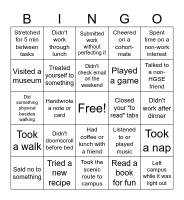 Boundaries Bingo Card