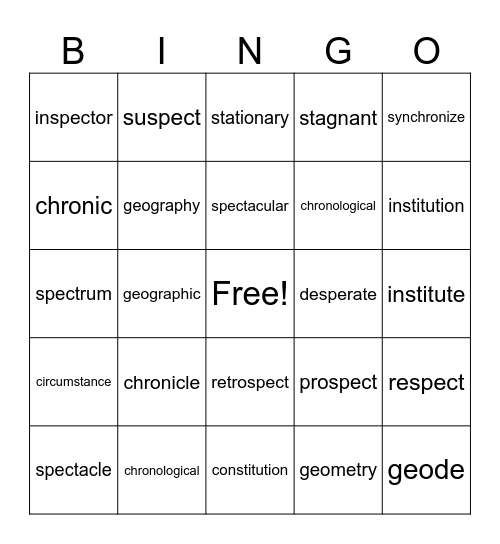 Roots: chron(o)/spec/stat/stit/geo Bingo Card