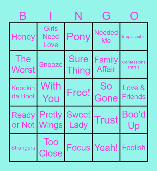 R&B Bingo! Bingo Card