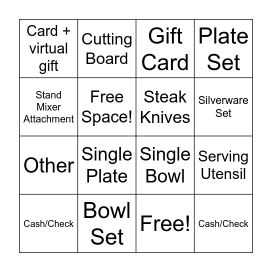 GIFT BINGO Card