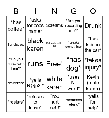 Karen bingo!! Bingo Card