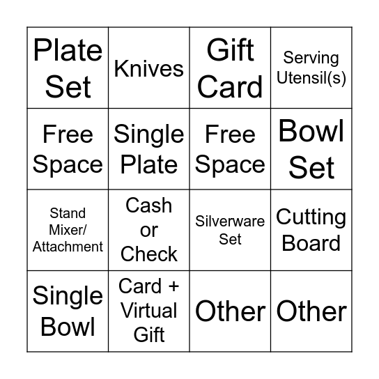 GIFT BINGO Card