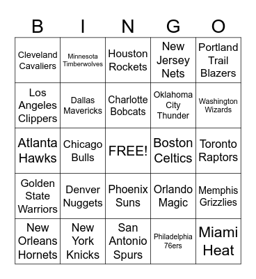 NBA TEAMS START: 05/12/14 Bingo Card