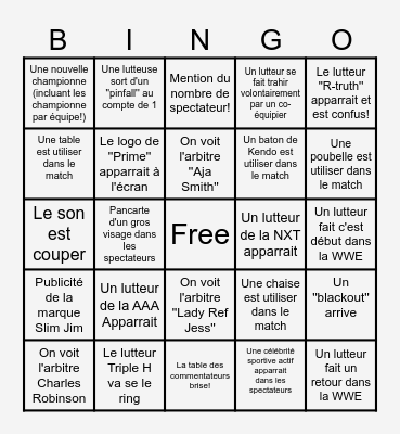 WrestleMania Samedi Bingo Card