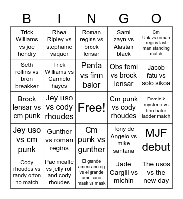 Wwe wrestlemania backlash 2026 prediction Bingo Card