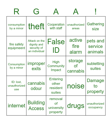 Community Standards! Bingo Card