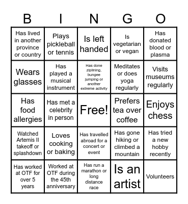 OTF Bingo May 2026 Bingo Card